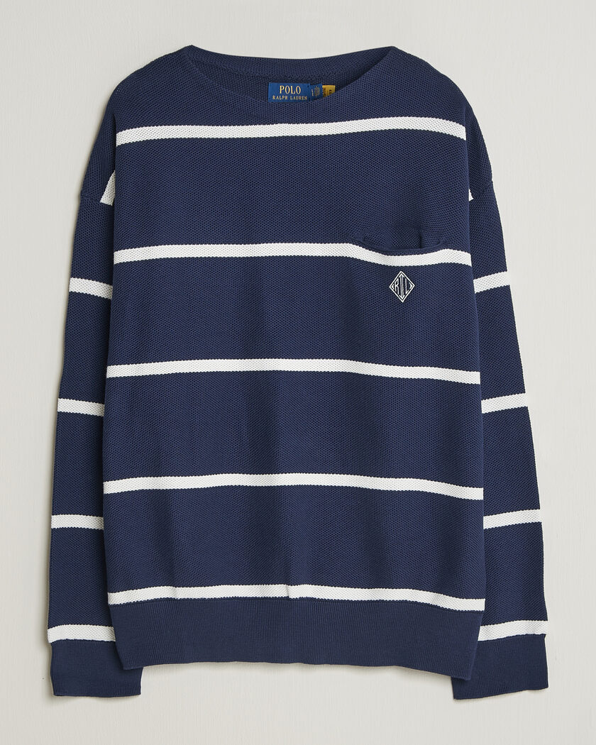 Polo Ralph Lauren Striped Boat Neck Sweater Navy Combo – Blau