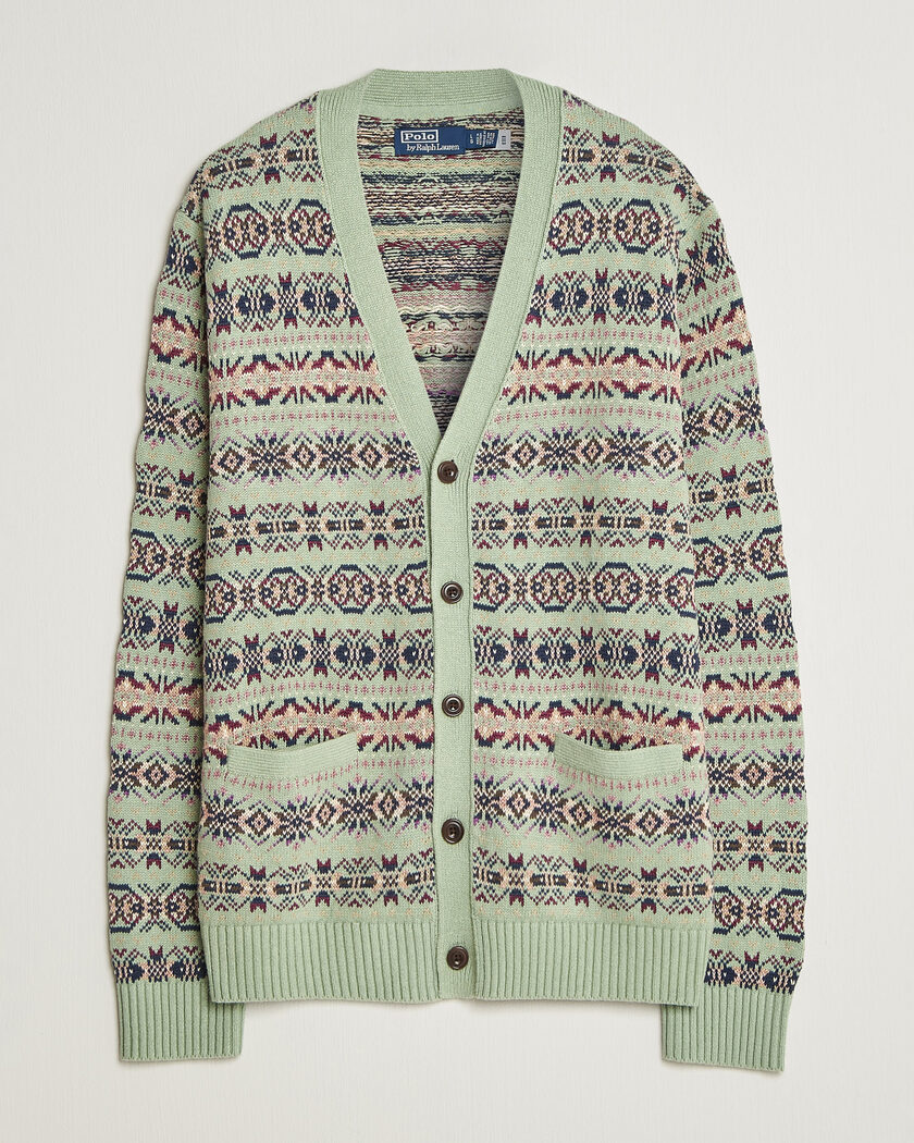 Polo Ralph Lauren Cotton/Linen Fairisle Cardigan Green Combo – Grün