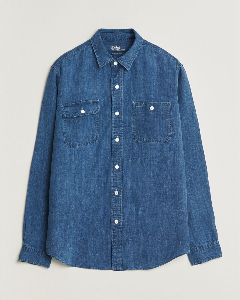 Polo Ralph Lauren Indigo/Linen Western Shirt Medium Wash – Blau