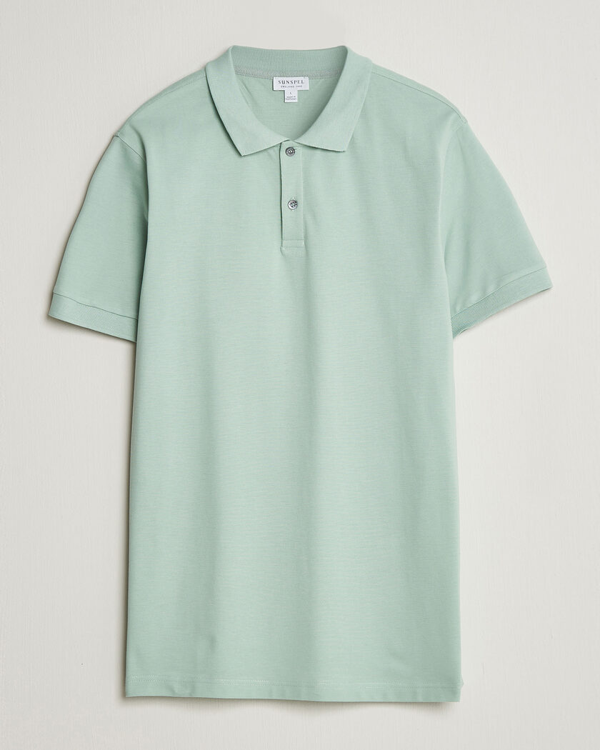 Sunspel Short Sleeve Pique Polo Laurel Green – Grün