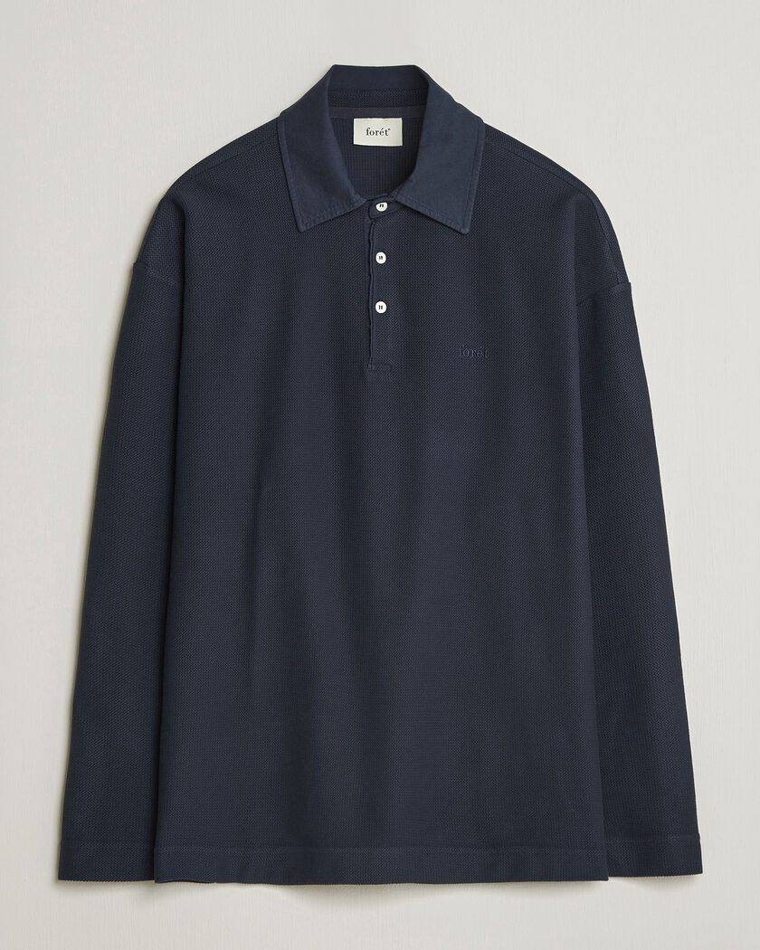 Forét Herb Textured Knit Polo Navy – Blau
