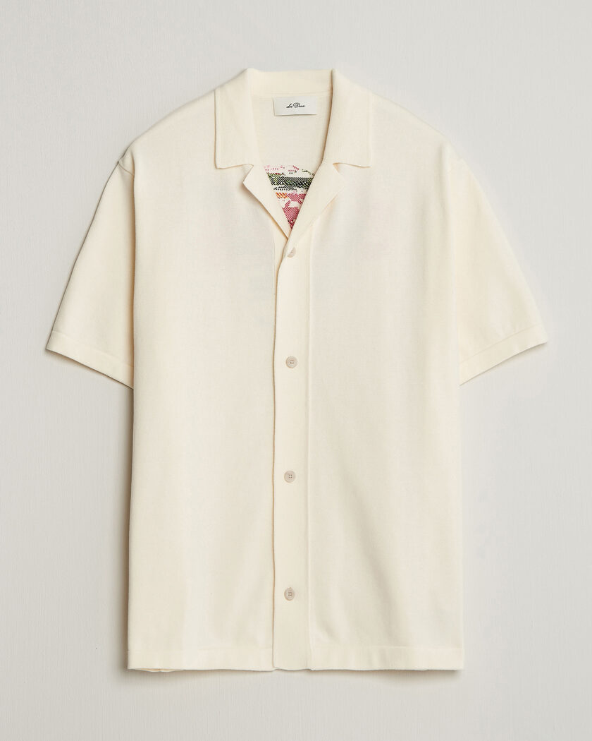Les Deux Bouquet Knitted Short Sleeve Shirt Eggnog White – Weiß