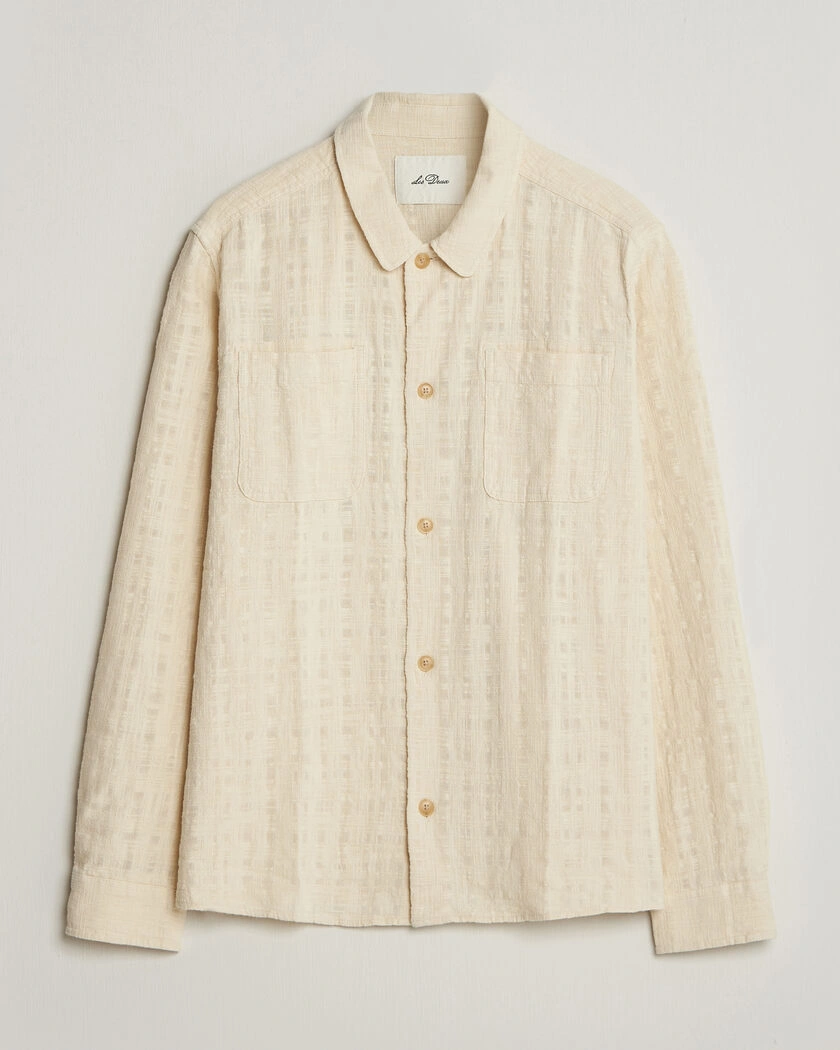 Les Deux Textured Slub Overshirt Ivory – Weiß