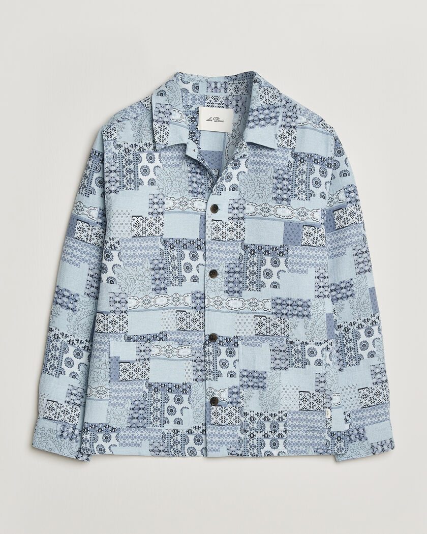 LES DEUX Patchwork Jacquard Overshirt Skyway Blue – Blau