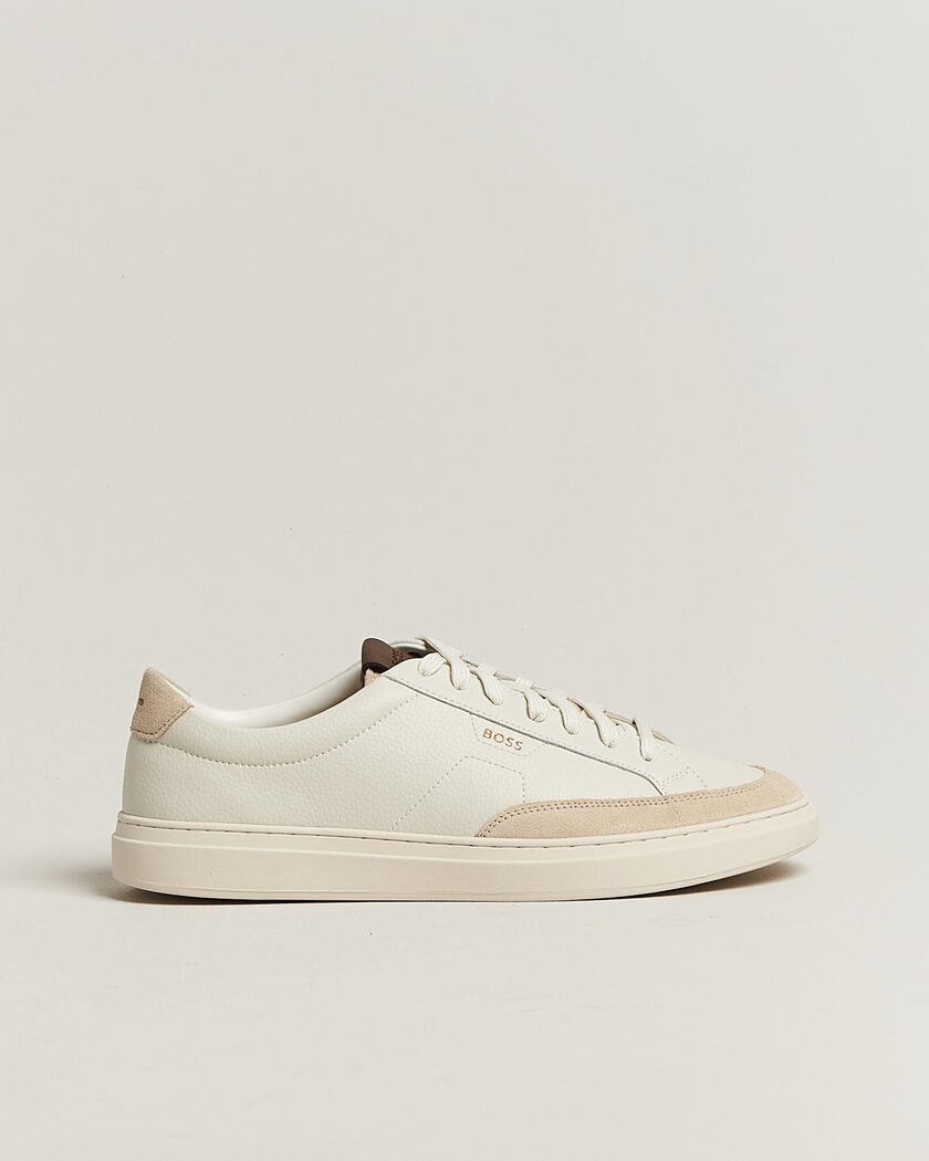BOSS BLACK Kieran Leather/Suede Sneaker Open White – Weiß
