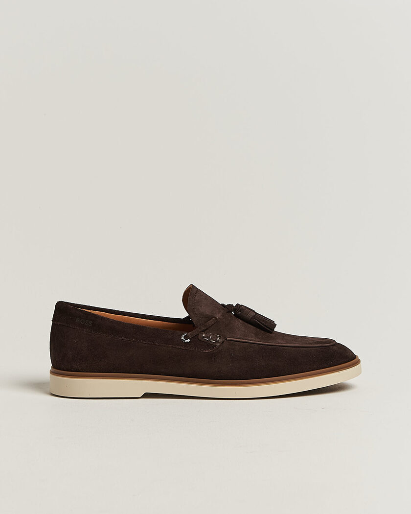 BOSS BLACK Hedley Suede Tassle Loafer Dark Brown – Braun