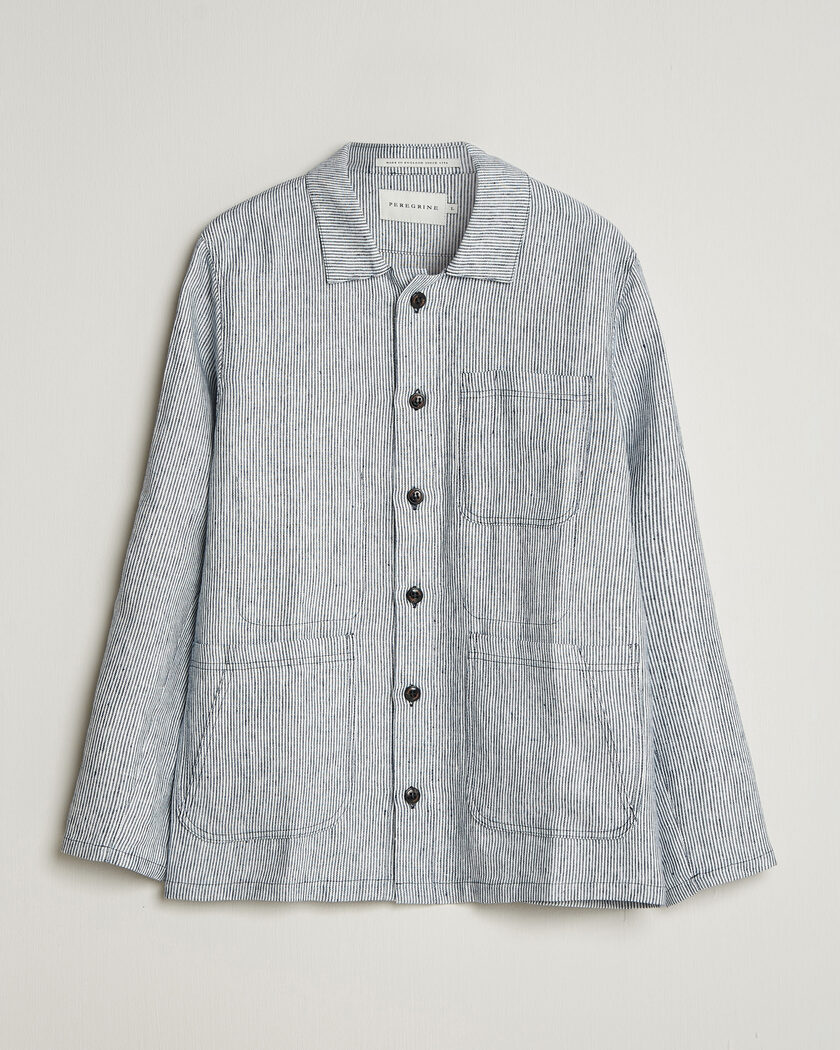 Peregrine Windsor Linen Shacket Navy Stripe – Blau