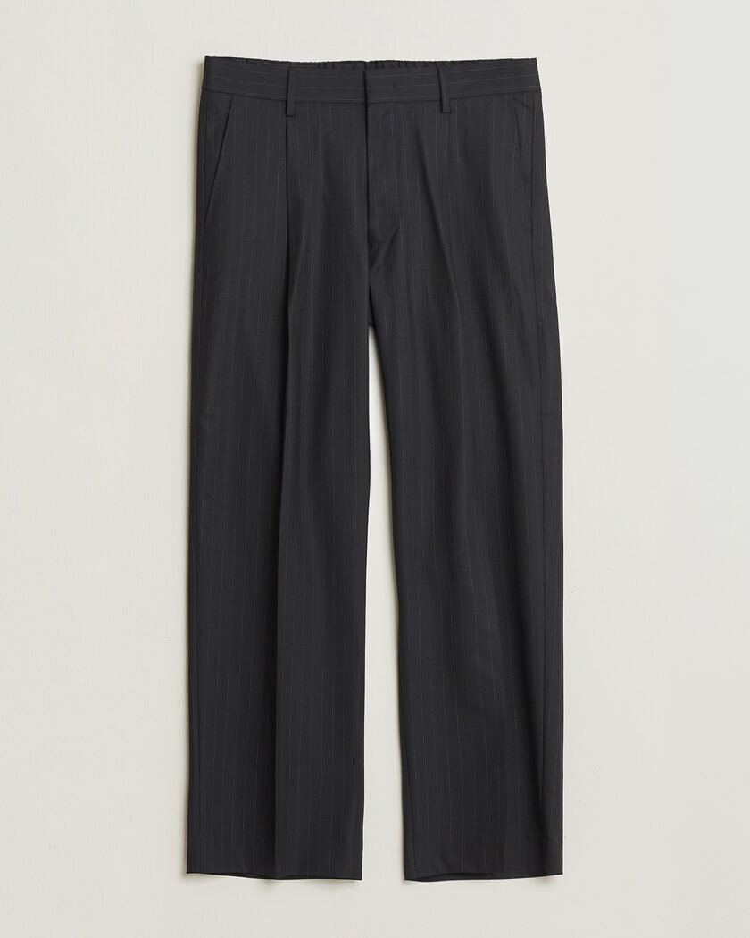 NN07 Kay Pinstriped Pleated Trousers Navy Blue – Blau