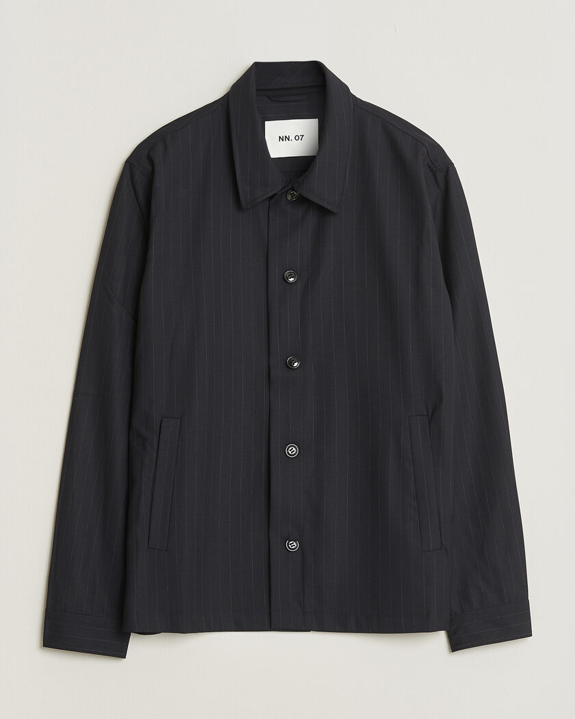 NN07 Zander Pinstriped Overshirt Navy Blue – Blau