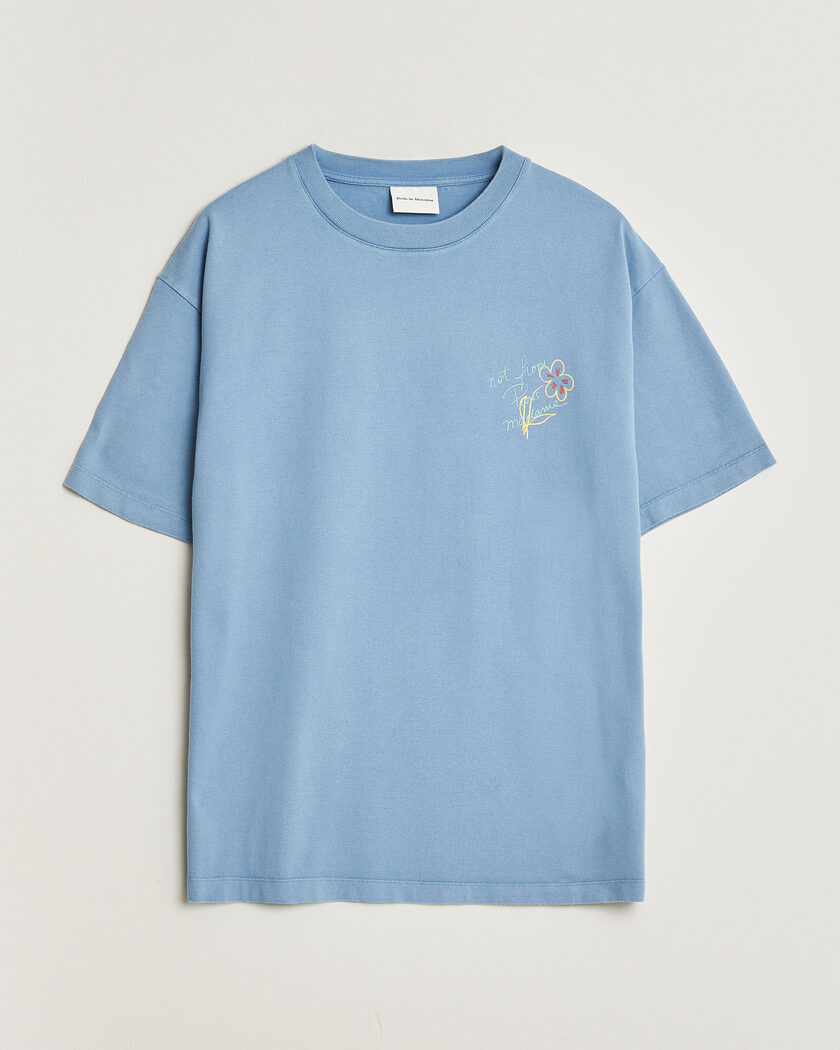 Drôle de Monsieur Esquisse Slogan T-shirt Light Blue – Blau