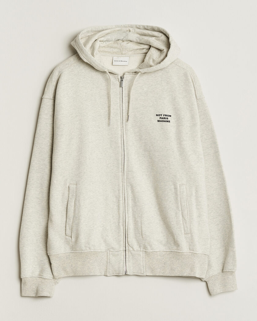 Drôle de Monsieur Slogan Full Zip Hoodie Grey – Grau