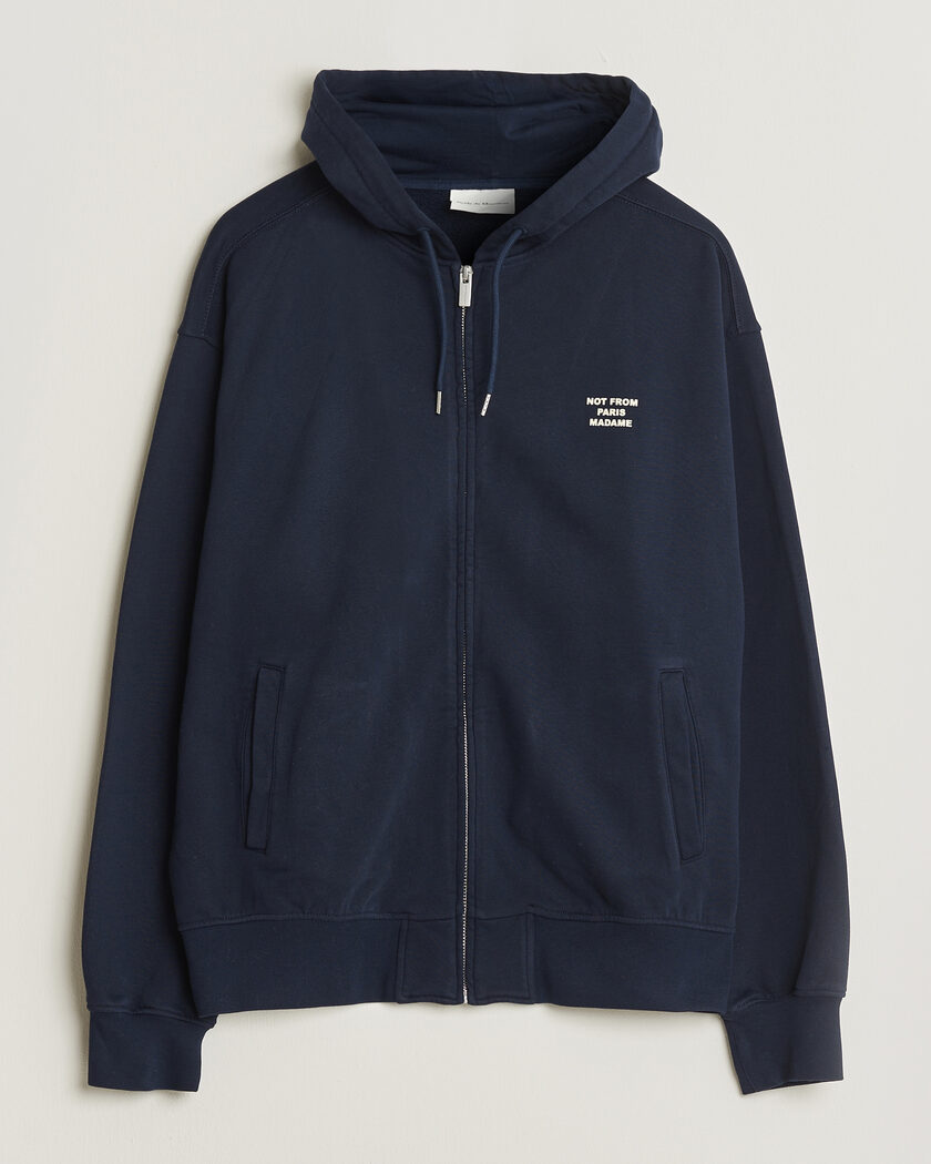Drôle de Monsieur Slogan Full Zip Hoodie Navy – Blau
