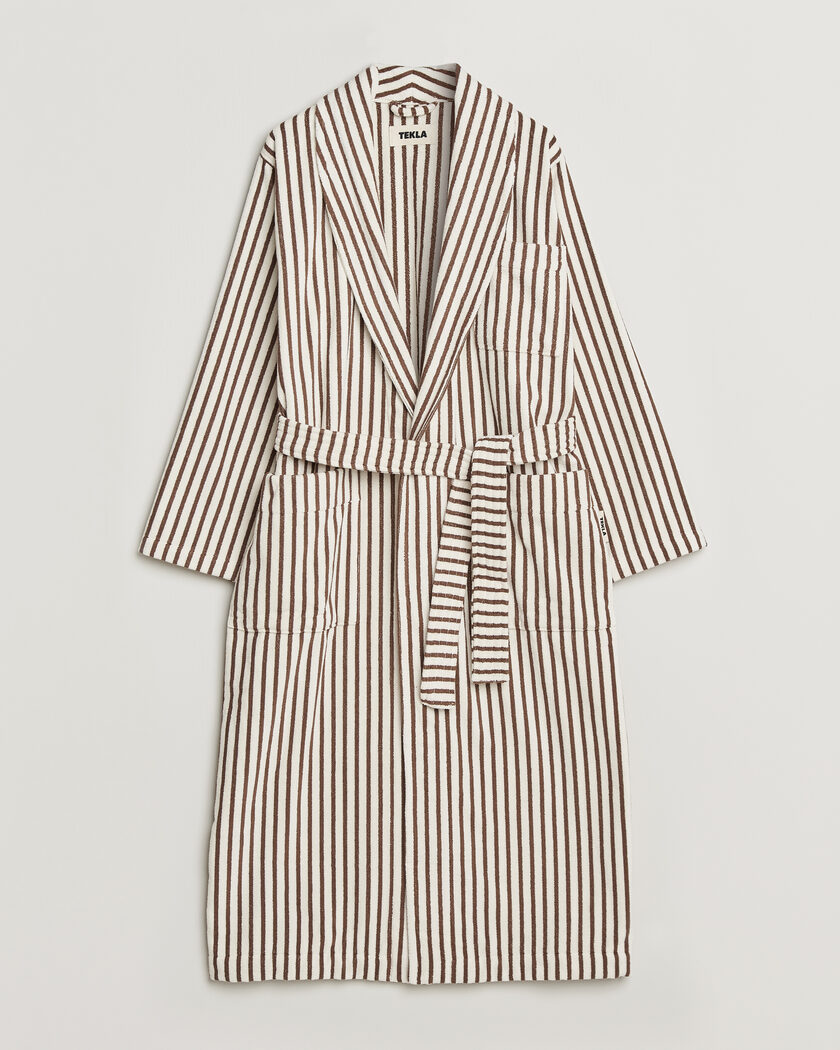 Tekla Organic Terry Classic Bathrobe Kodiak Stripes – Mehrfarbig