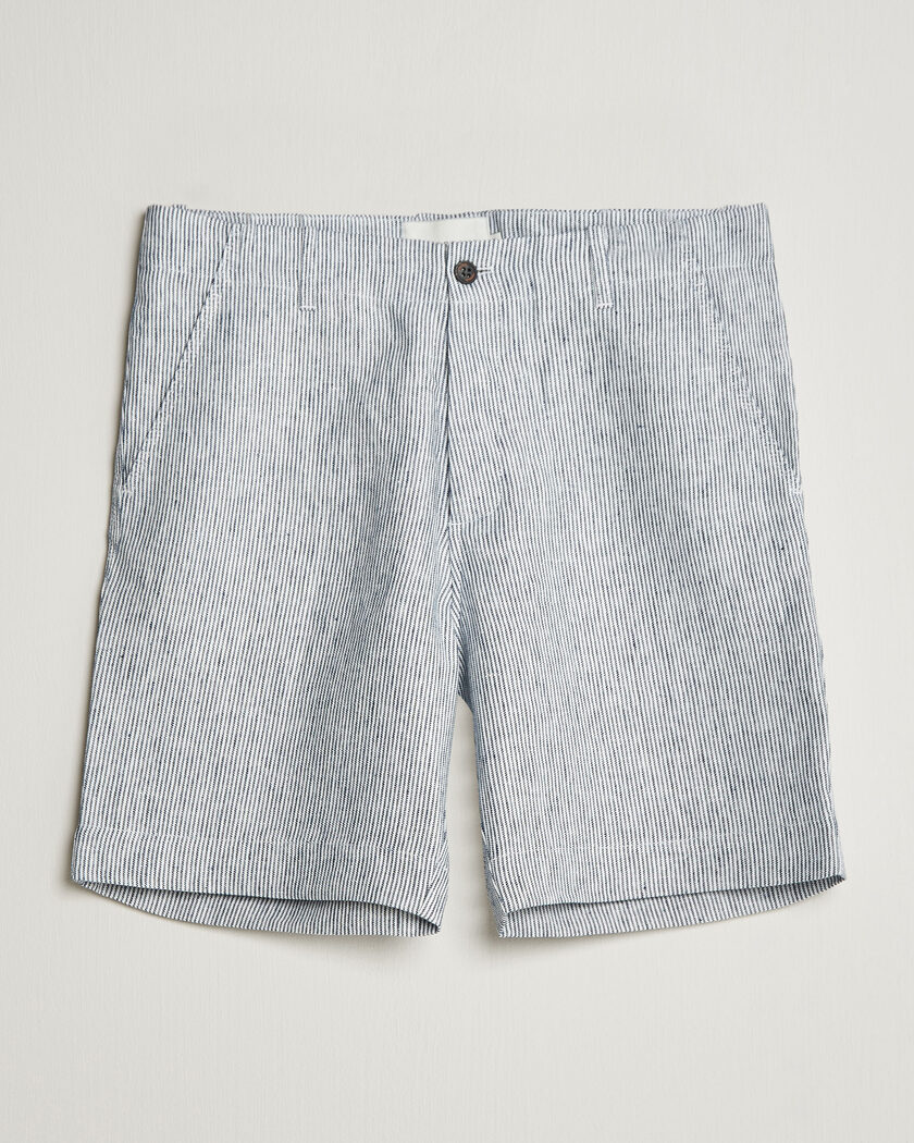 Peregrine Windsor Linen Shorts Navy Stripe – Blau