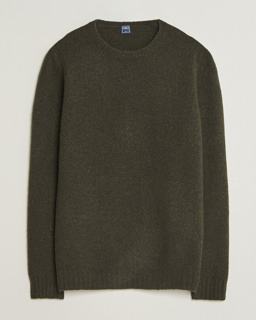 Fedeli Cashmere Blend Boucle Sweater Forest Green – Grün