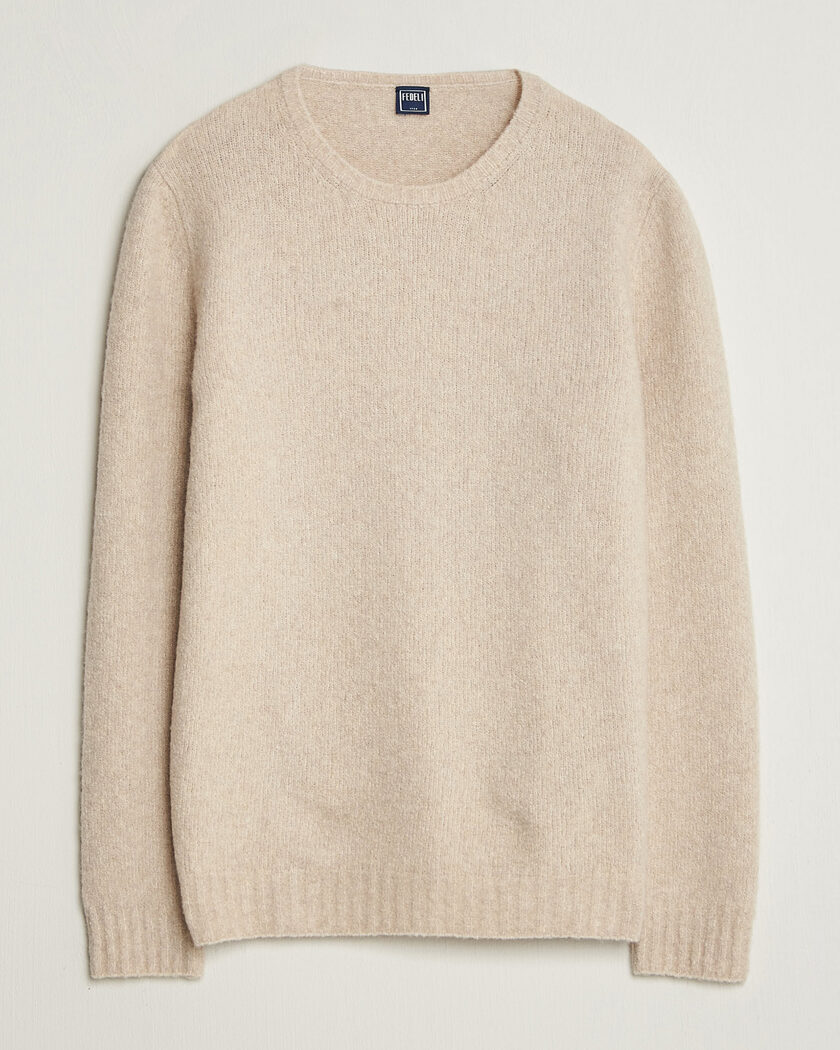 Fedeli Cashmere Blend Boucle Sweater Light Grey – Grau