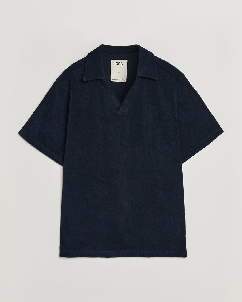 OAS Serif Regular Fit Terry Open Collar Polo Dark Blue – Blau