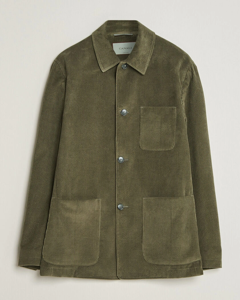 Canali Corduroy Chore Jacket Olive – Grün