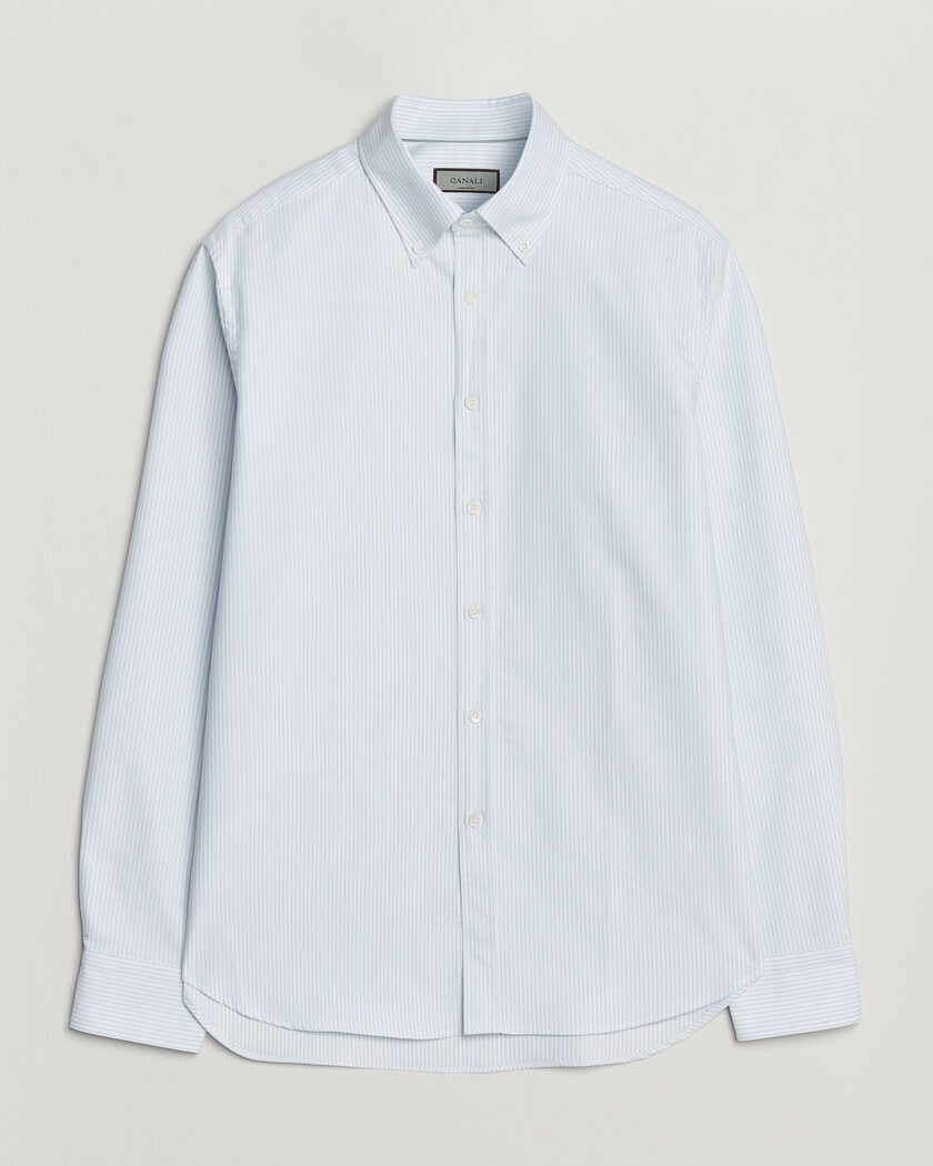 Canali Oxford Button Down Shirt Light Blue Stripe – Blau