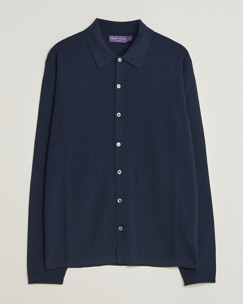 Ralph Lauren Purple Label Milano Stich Cardigan  Racing Navy – Blau