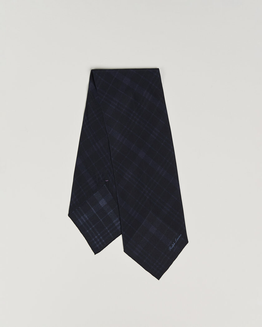 Ralph Lauren Purple Label Silk Neckerchief Navy Plaid – Blau