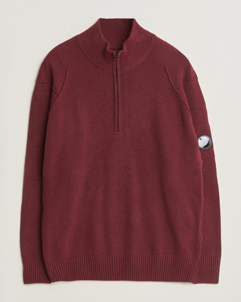 C.P. Company Knitted Lambswool Half-Zip Burgundy – Rot