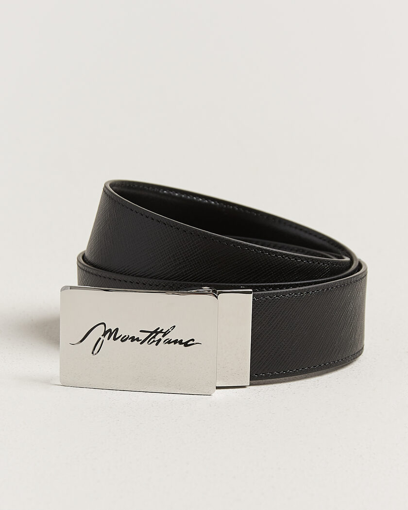 Montblanc 35mm Reversible Sartorial/Calf Logo Belt Black – Schwarz