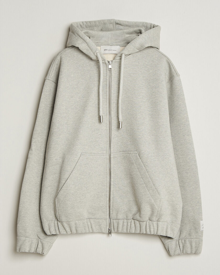 AMI Heritage Logo Full Zip Hoodie Light Grey Melange – Grau