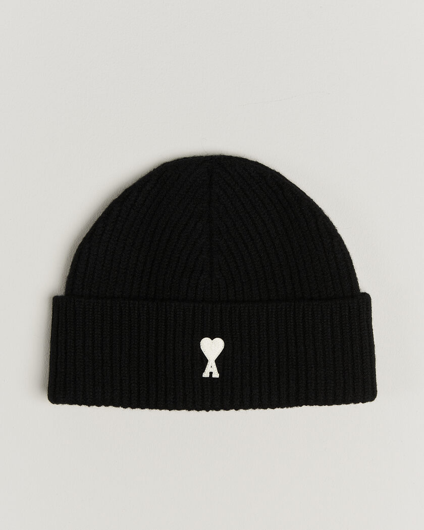 AMI Contrasted Heart Logo Beanie Black – Schwarz