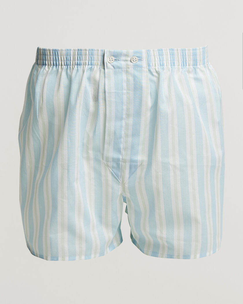Derek Rose Classic Fit Striped Woven Cotton Boxer Shorts Blue/White – Mehrfarbig