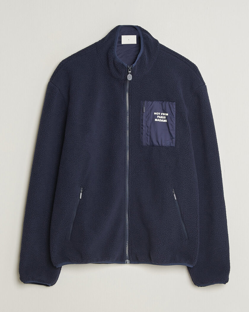 Drôle de Monsieur Slogan Sherpa Jacket Navy – Blau