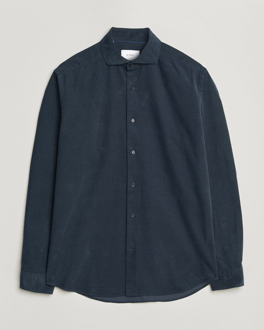 Eton Casual Fit Corduroy Shirt Navy Blue – Blau