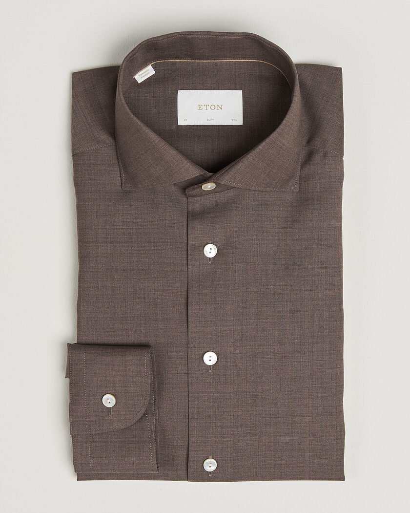 Eton Slim Fit Merino Shirt Brown – Braun