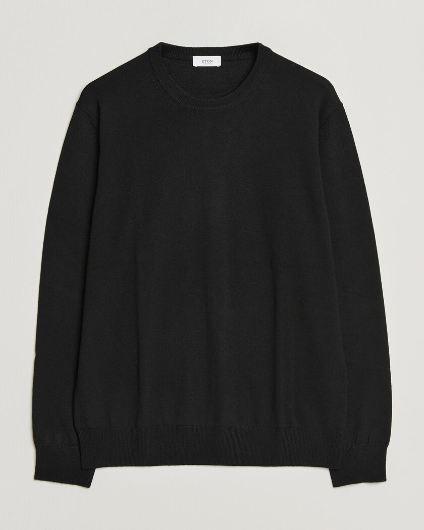 Eton Merino Wool Knitted Crew Neck Black – Schwarz