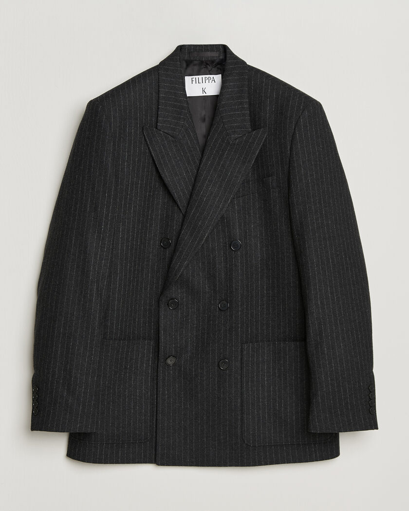 Filippa K Michael Wool Flannel Pinstriped Blazer Anthracite – Grau