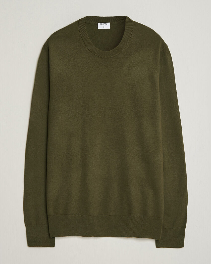 Filippa K Cotton Merino Knitted Sweater Dark Moss Green – Grün