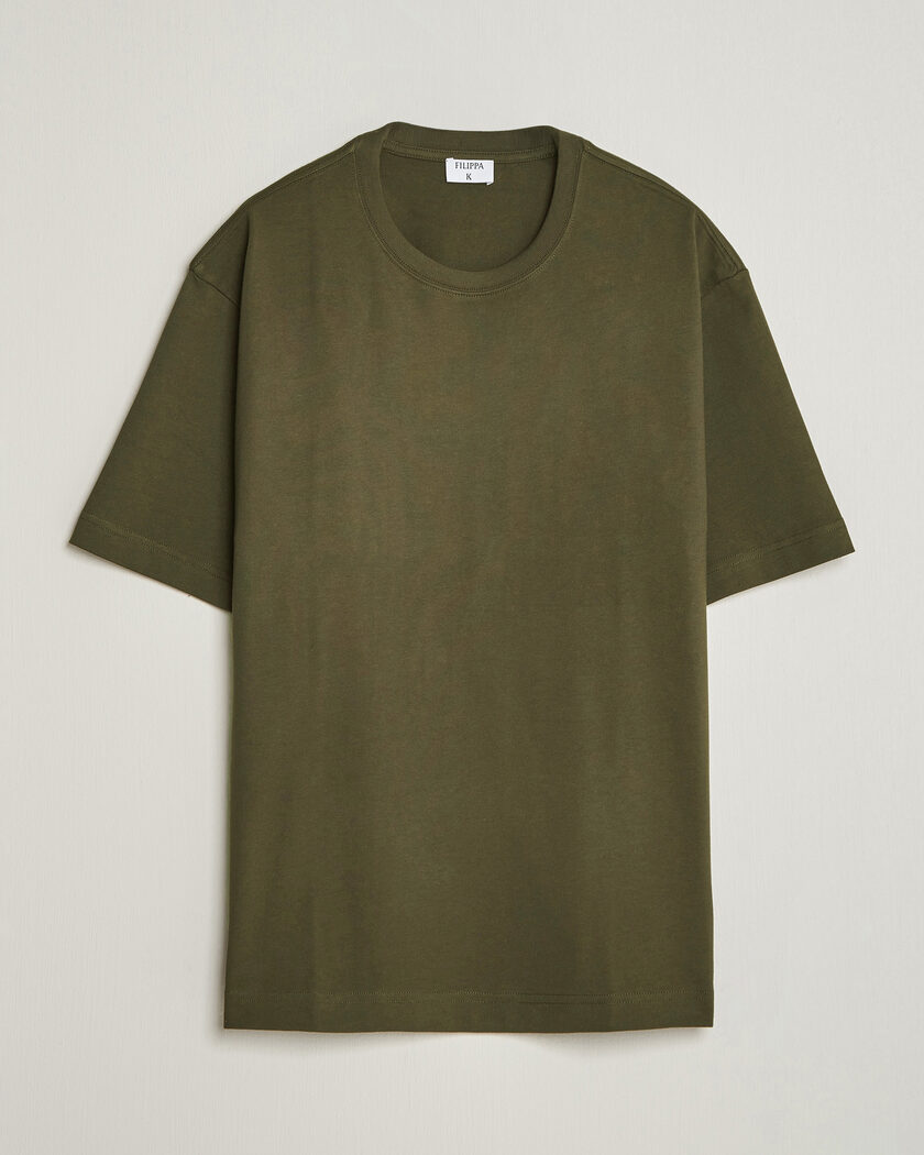 Filippa K Heavy Cotton Crew Neck T-Shirt Dark Moss Green – Grün