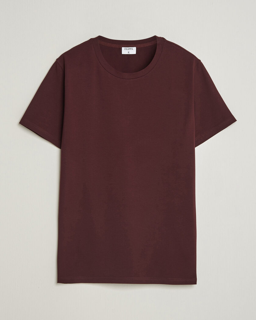 Filippa K Soft Lycra T-Shirt Dark Burgundy – Rot