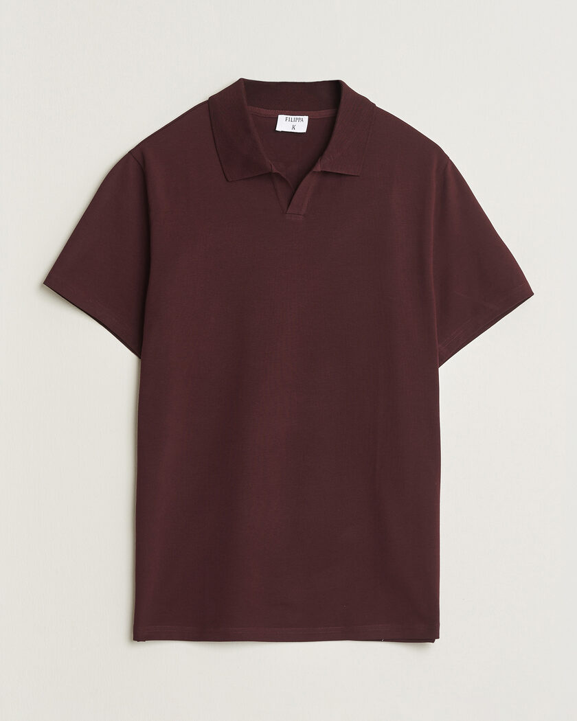Filippa K Soft Lycra Polo T-Shirt Dark Burgundy – Rot