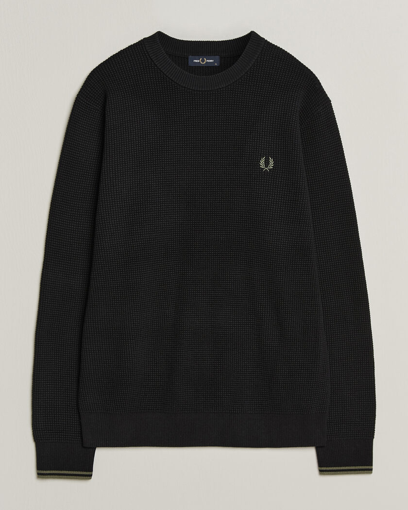  Fred Perry Waffle Stitch Jumper Black – Schwarz