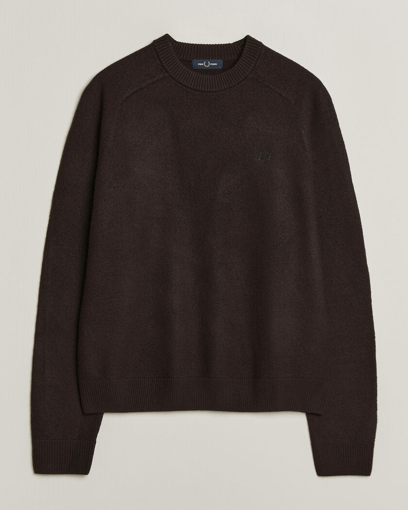 Fred Perry Wool Saddle Sleeve Crew Neck Rich Brown – Braun