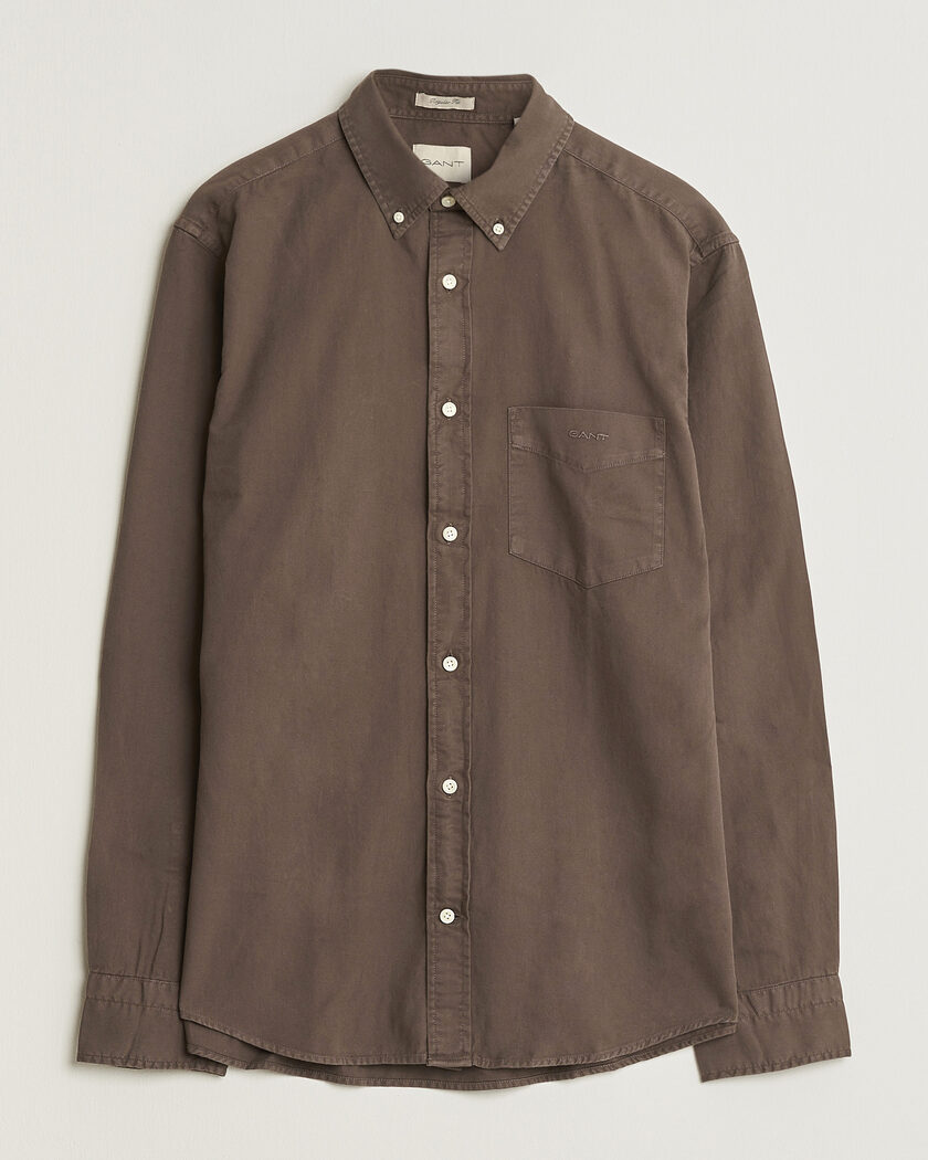 Gant Regular Fit Garment Dyed Twill Shirt Shadow Brown – Braun