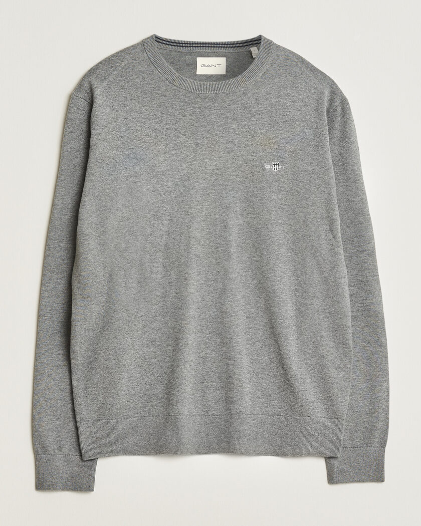 Gant Classic Cotton Crew Neck Dark Grey Melange – Grau
