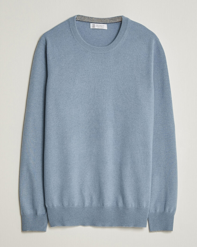 Brunello Cucinelli 2 Ply Cashmere Pullover Denim Blue – Blau