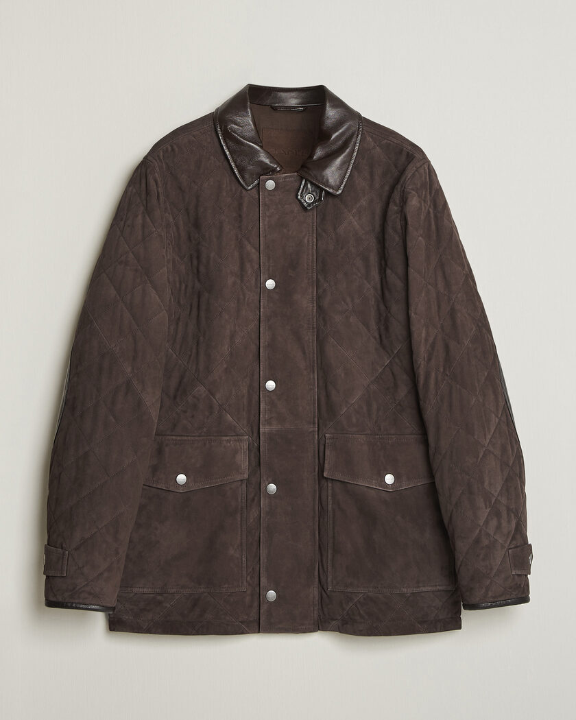 Gant Quilted Suede Jacket Black Brown – Braun