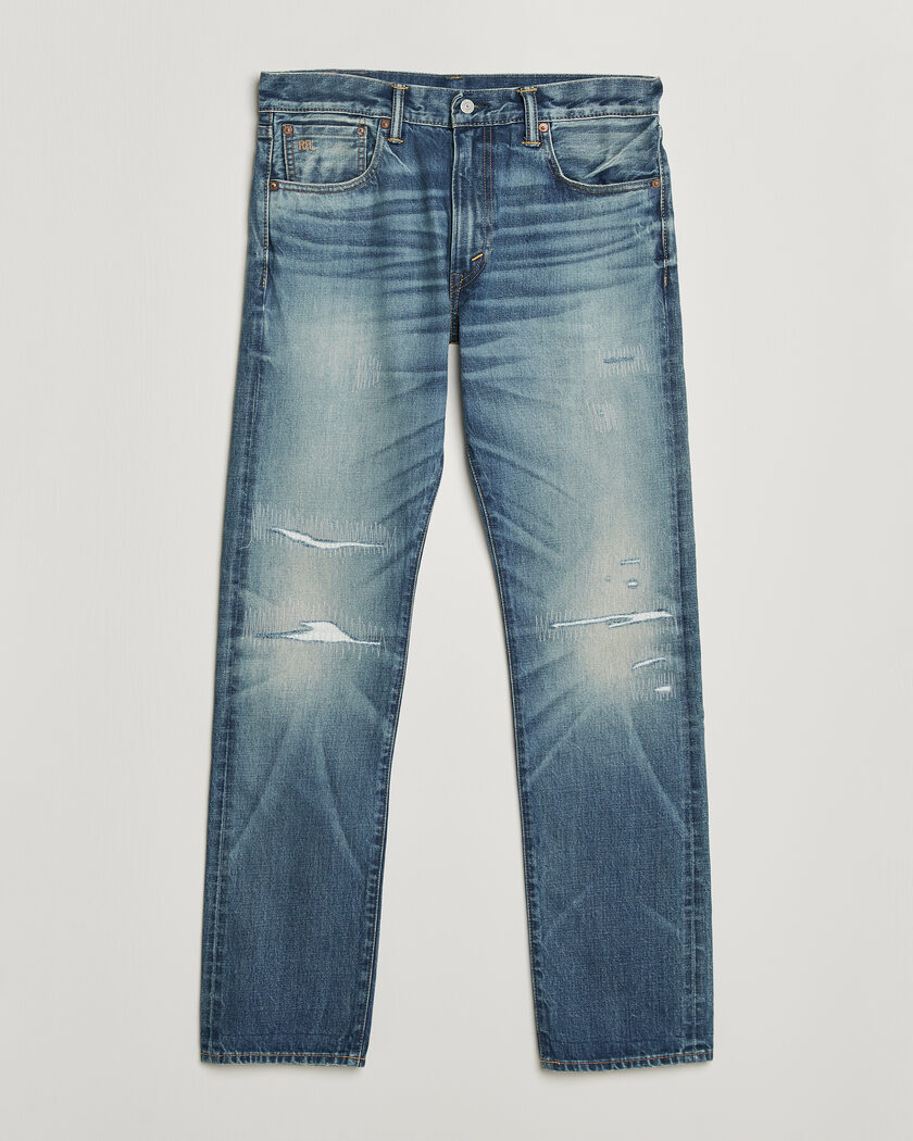 RRL Slim Fit Selvedge Jeans Clearford Wash – Blau