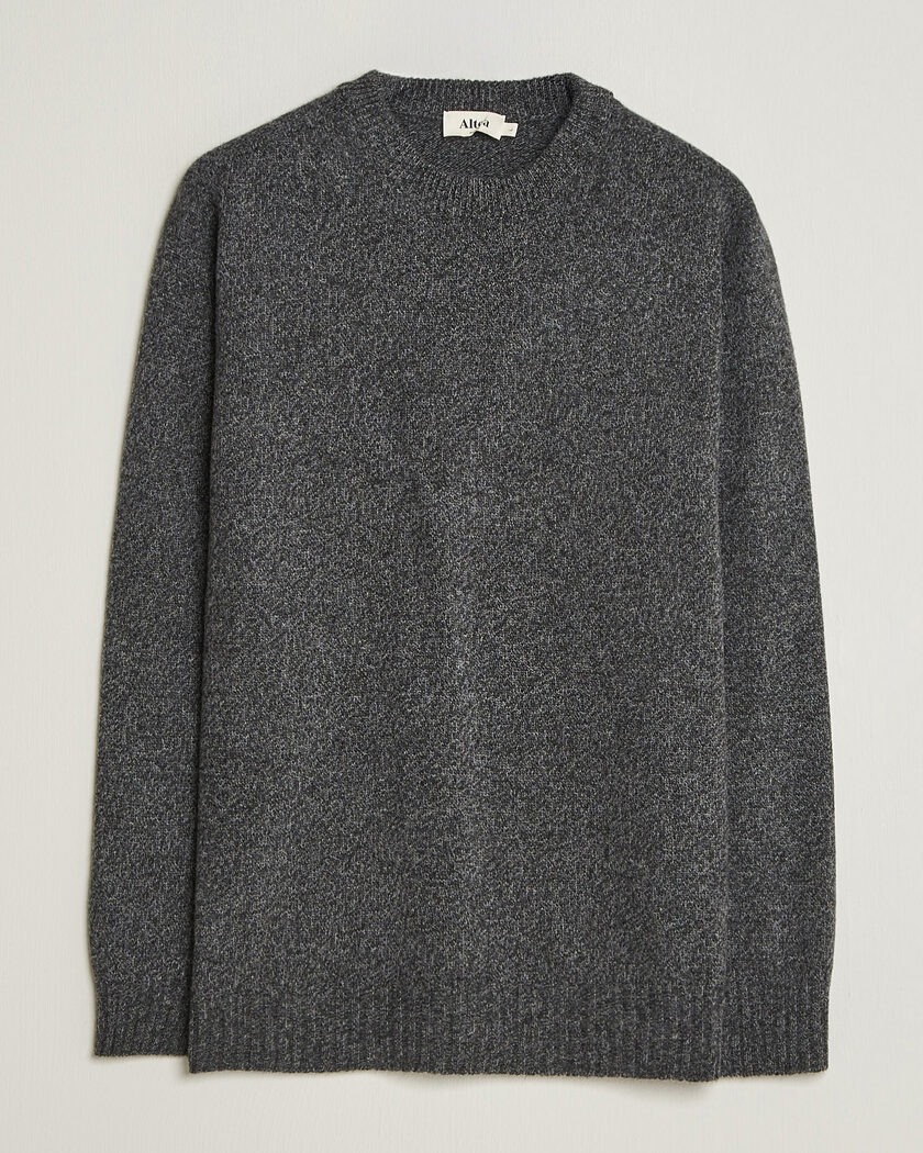 Altea Wool/Cashmere Crew Neck Pullover Charcoal Melange – Grau