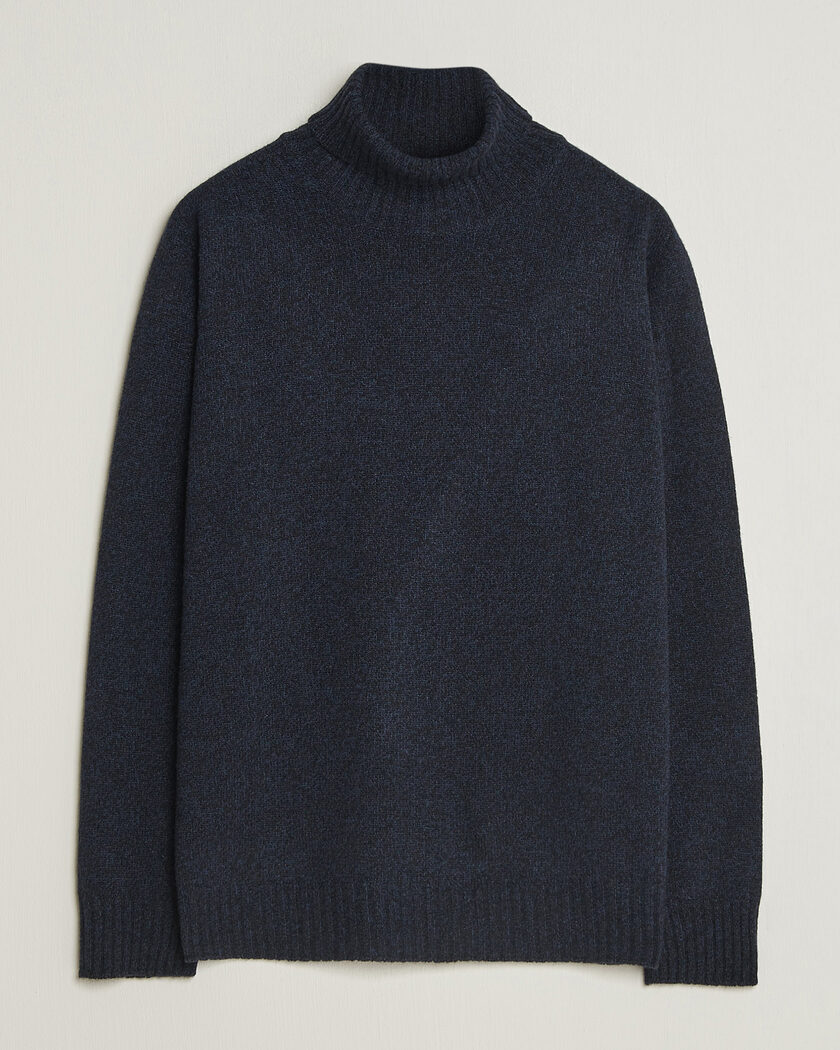 Altea Wool/Cashmere Rollneck Navy Melange – Blau