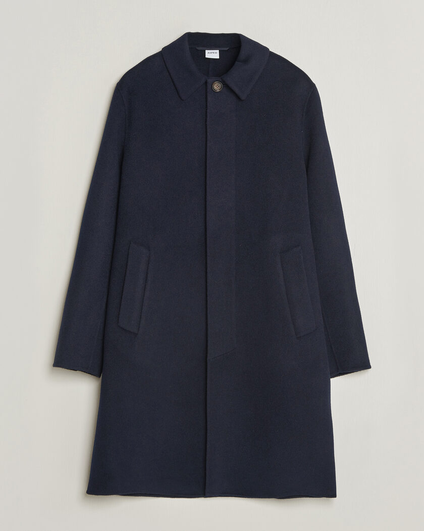 Aspesi Double Wool Coat Navy – Blau