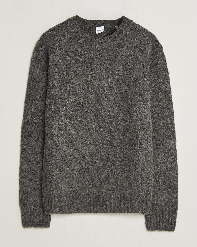 Aspesi Brushed Shetland Sweater Grey Melange – Grau